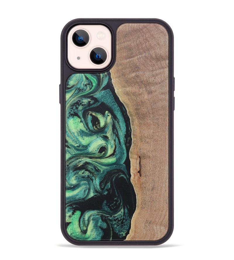 iPhone 14 Plus Wood+Resin Phone Case - Emerson (Green, 686717)