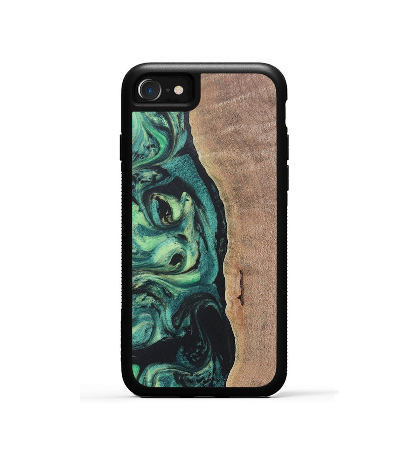 iPhone SE Wood+Resin Phone Case - Emerson (Green, 686717)