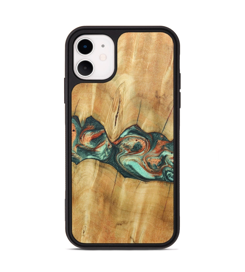 iPhone 11 Wood+Resin Phone Case - Jaqueline (Green, 686731)
