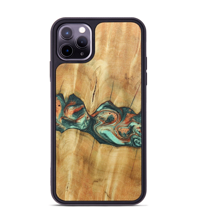 iPhone 11 Pro Max Wood+Resin Phone Case - Jaqueline (Green, 686731)