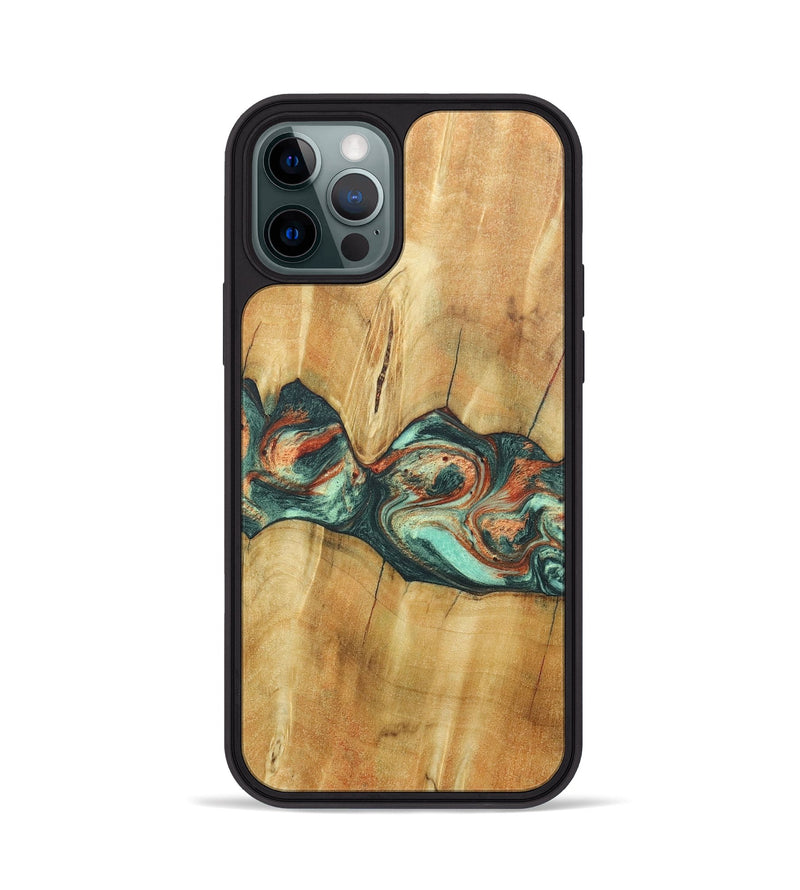 iPhone 12 Pro Wood+Resin Phone Case - Jaqueline (Green, 686731)