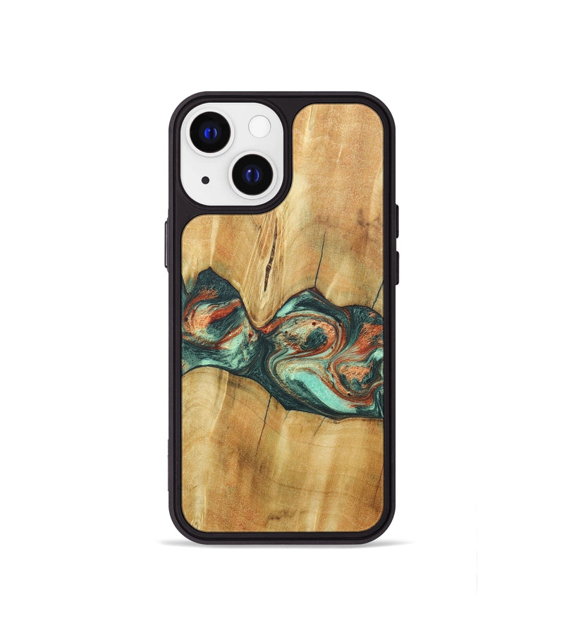 iPhone 13 mini Wood+Resin Phone Case - Jaqueline (Green, 686731)