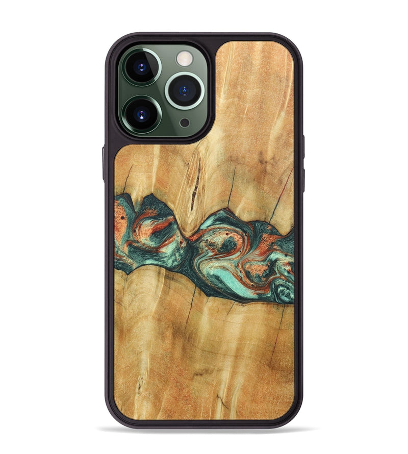 iPhone 13 Pro Max Wood+Resin Phone Case - Jaqueline (Green, 686731)