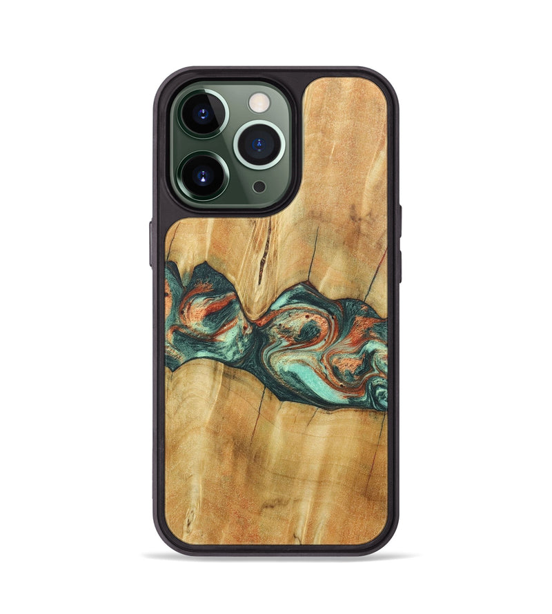 iPhone 13 Pro Wood+Resin Phone Case - Jaqueline (Green, 686731)
