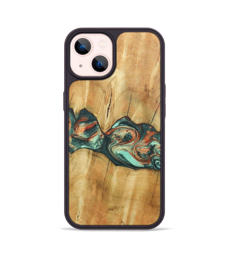 iPhone 14 Wood+Resin Phone Case - Jaqueline (Green, 686731)