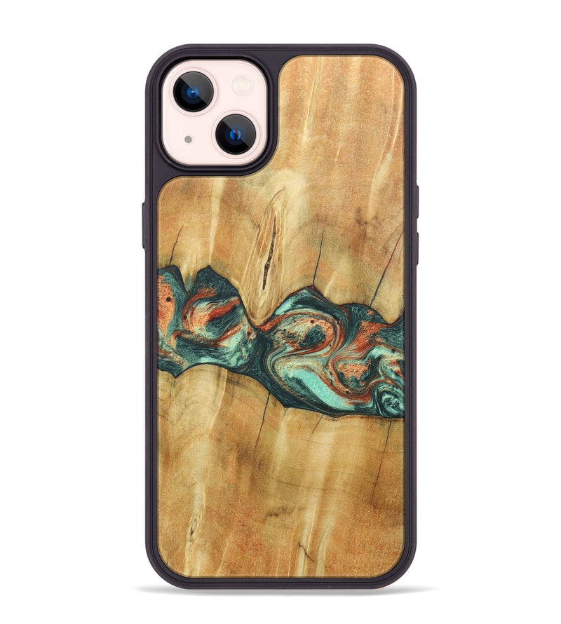 iPhone 14 Plus Wood+Resin Phone Case - Jaqueline (Green, 686731)