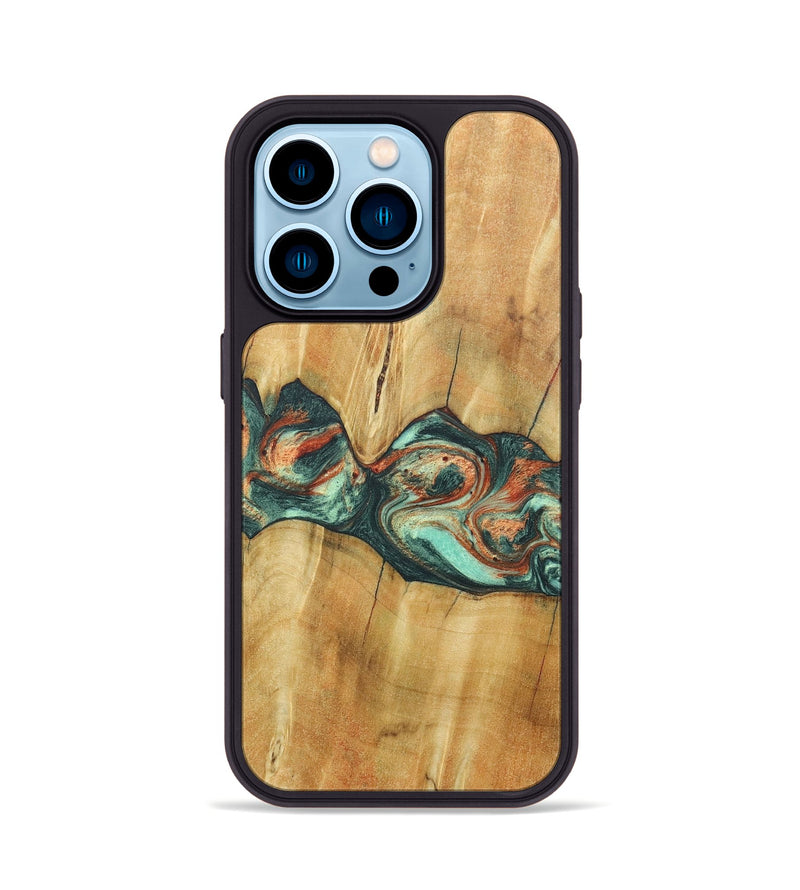 iPhone 14 Pro Wood+Resin Phone Case - Jaqueline (Green, 686731)