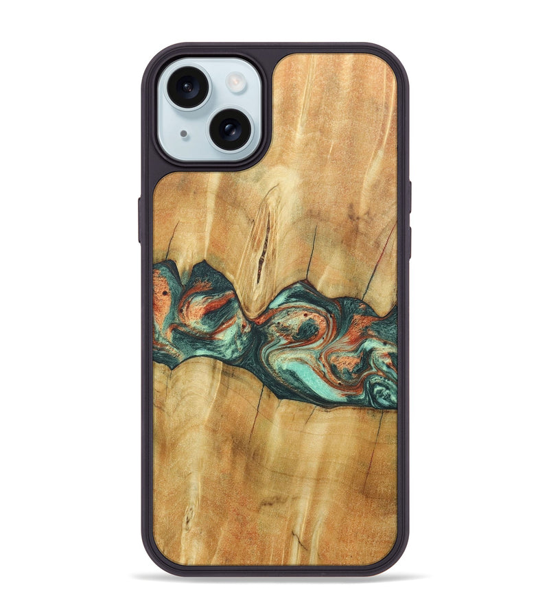 iPhone 15 Plus Wood+Resin Phone Case - Jaqueline (Green, 686731)