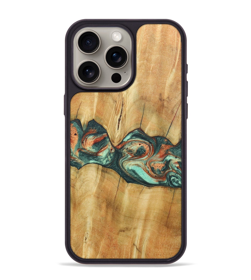 iPhone 15 Pro Max Wood+Resin Phone Case - Jaqueline (Green, 686731)
