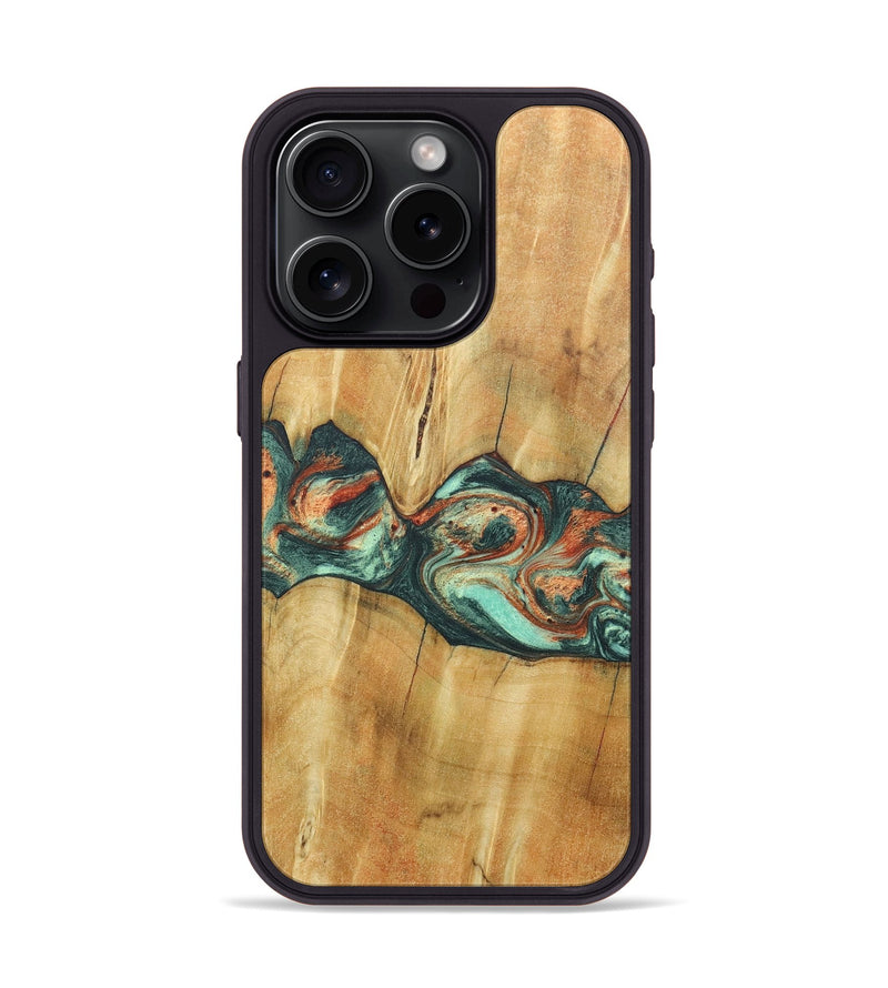 iPhone 15 Pro Wood+Resin Phone Case - Jaqueline (Green, 686731)