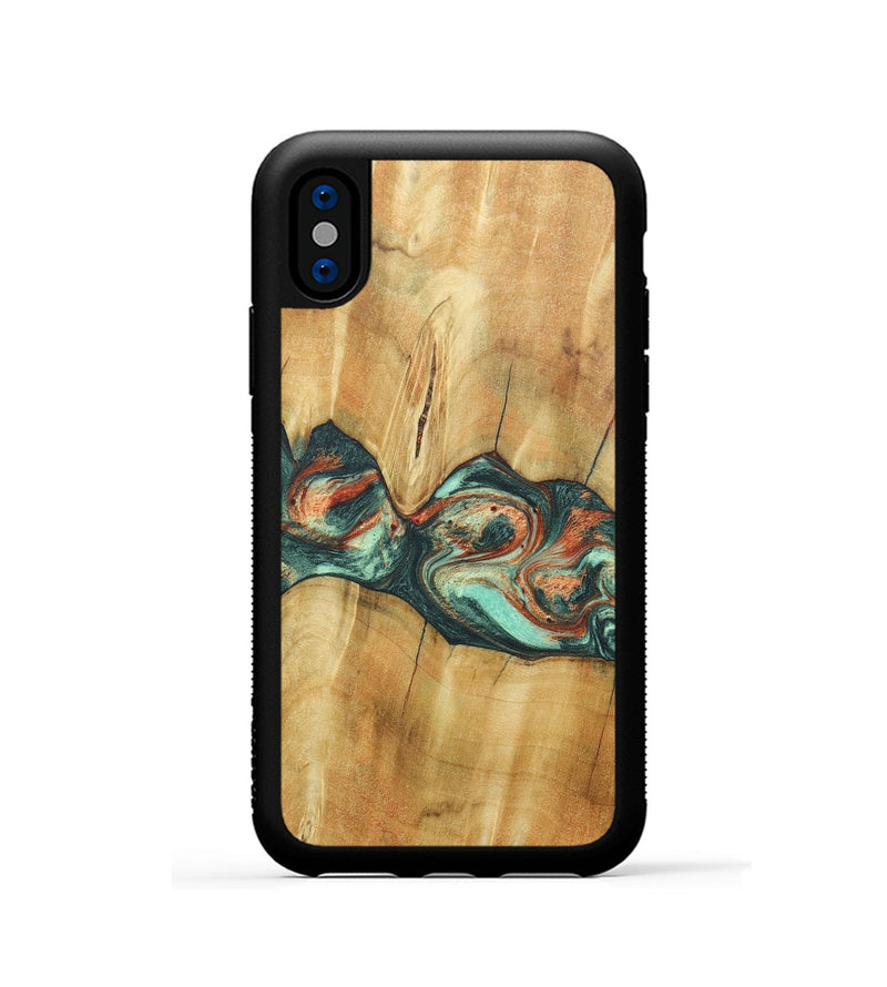iPhone Xs Wood+Resin Phone Case - Jaqueline (Green, 686731)