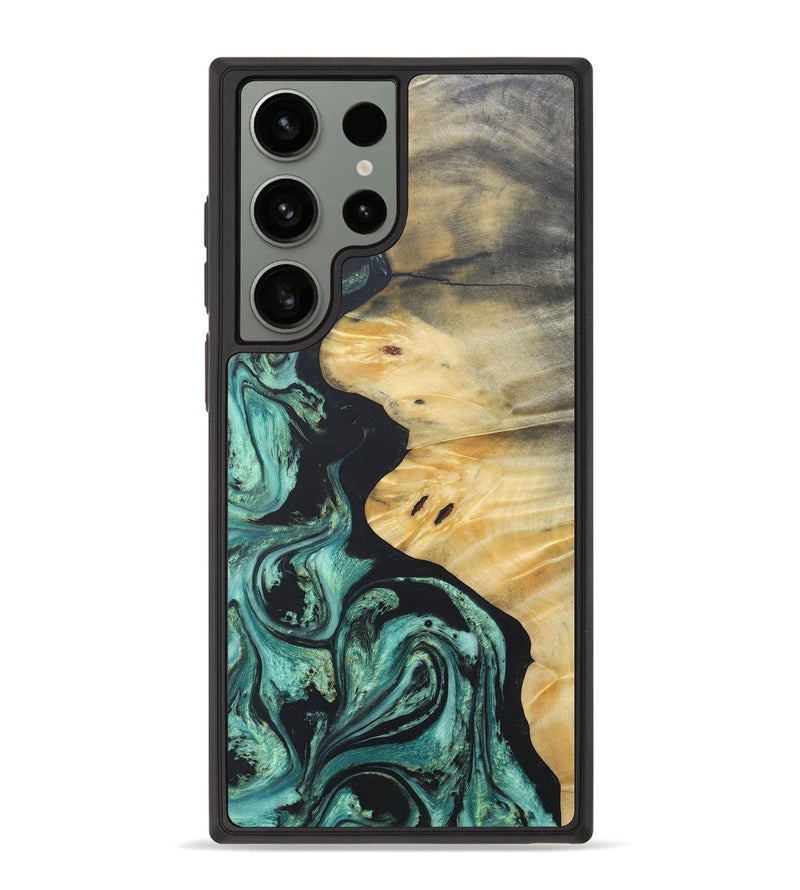 Galaxy S23 Ultra Wood+Resin Phone Case - Tina (Green, 686733)