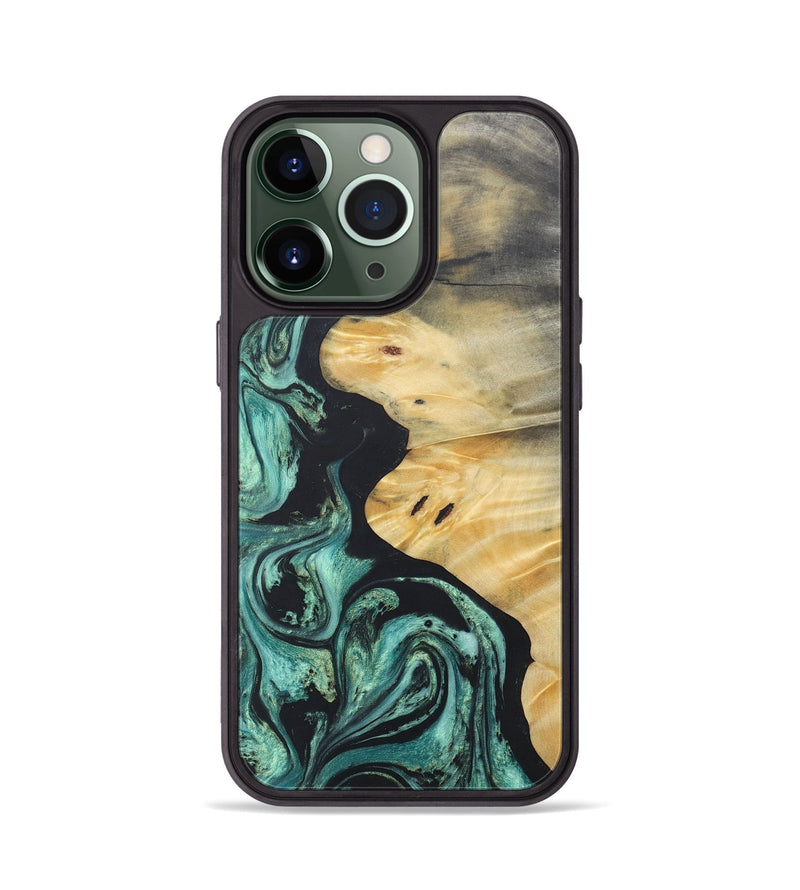 iPhone 13 Pro Wood+Resin Phone Case - Tina (Green, 686733)