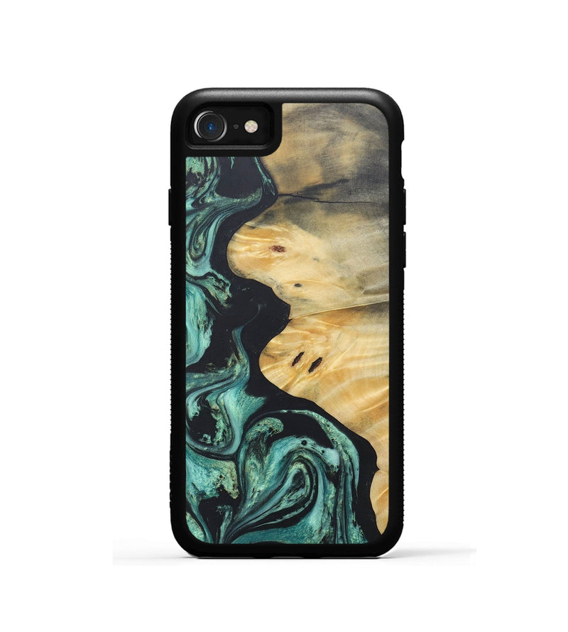 iPhone SE Wood+Resin Phone Case - Tina (Green, 686733)