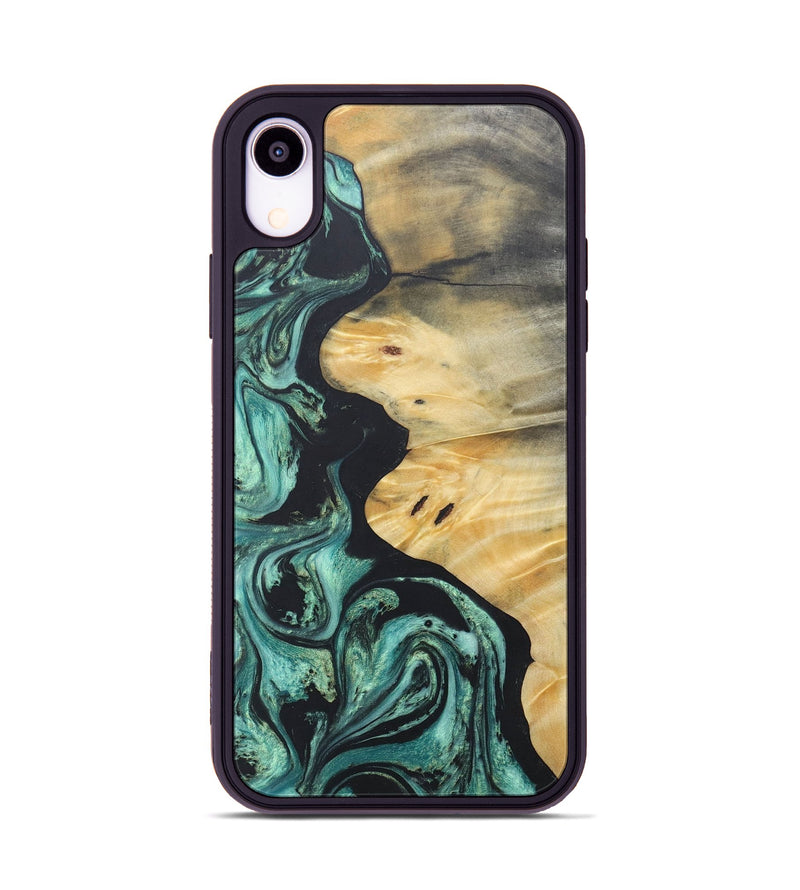 iPhone Xr Wood+Resin Phone Case - Tina (Green, 686733)