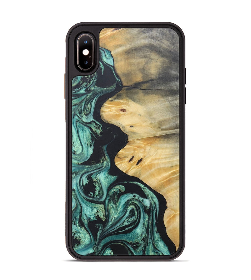 iPhone Xs Max Wood+Resin Phone Case - Tina (Green, 686733)