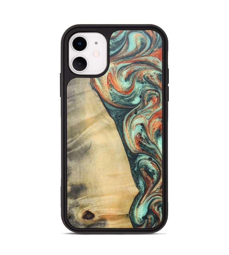 iPhone 11 Wood+Resin Phone Case - Nadine (Green, 686739)