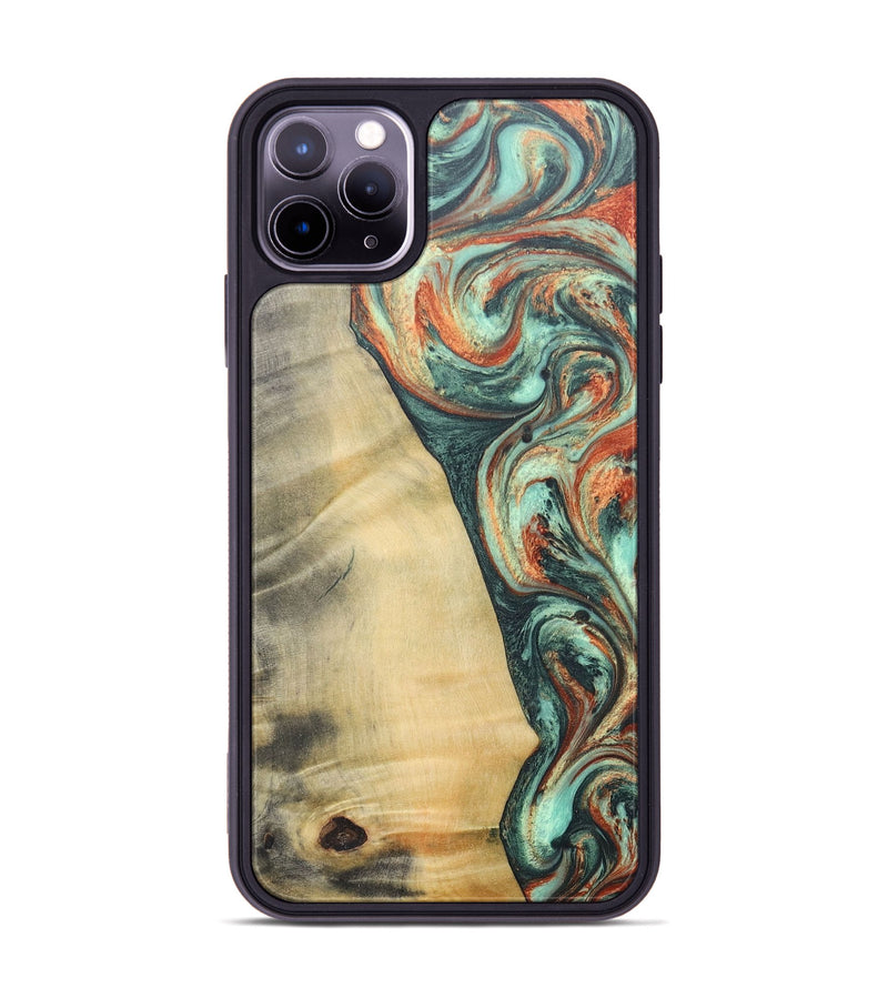 iPhone 11 Pro Max Wood+Resin Phone Case - Nadine (Green, 686739)