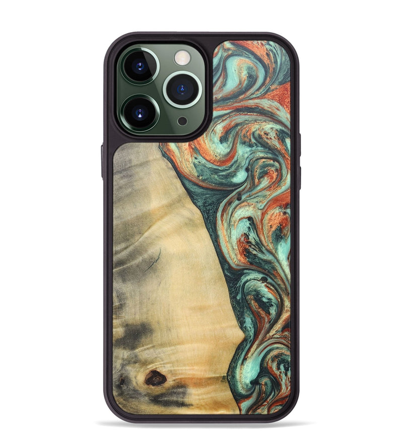 iPhone 13 Pro Max Wood+Resin Phone Case - Nadine (Green, 686739)