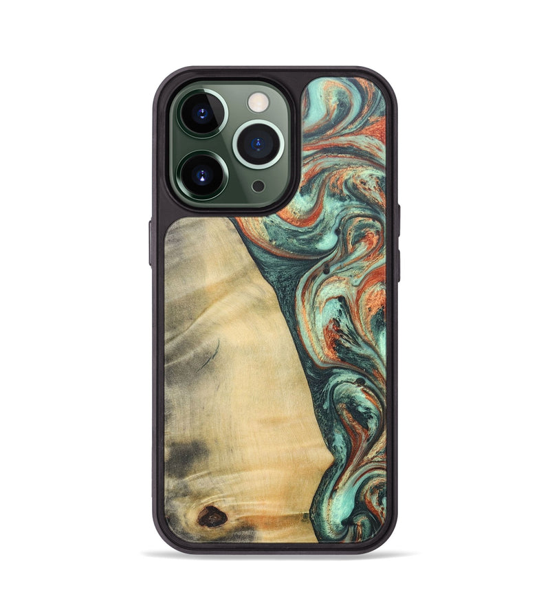 iPhone 13 Pro Wood+Resin Phone Case - Nadine (Green, 686739)