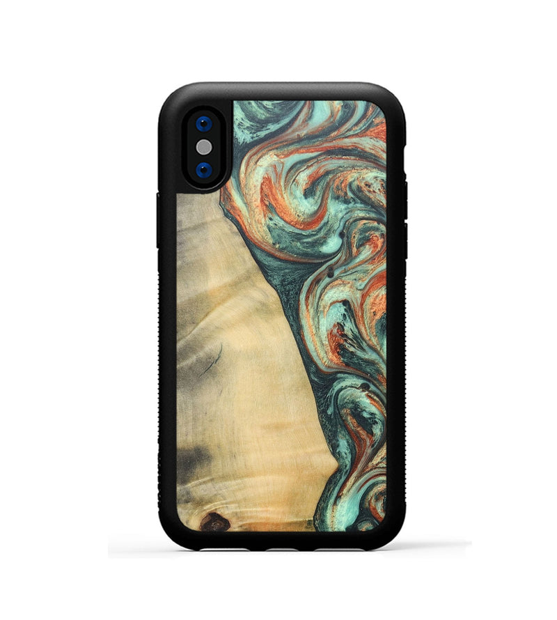 iPhone Xs Wood+Resin Phone Case - Nadine (Green, 686739)