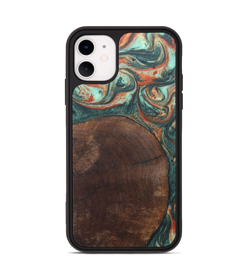 iPhone 11 Wood+Resin Phone Case - Tyrone (Green, 686744)