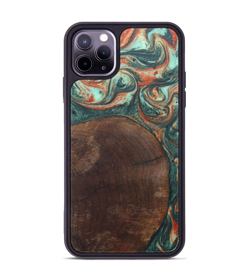iPhone 11 Pro Max Wood+Resin Phone Case - Tyrone (Green, 686744)