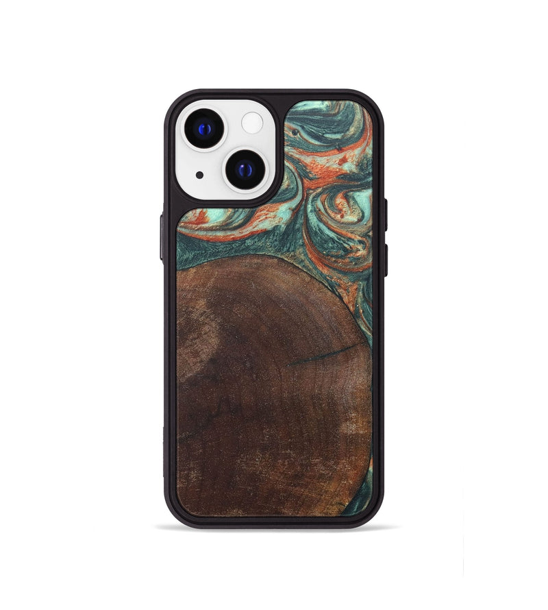 iPhone 13 mini Wood+Resin Phone Case - Tyrone (Green, 686744)
