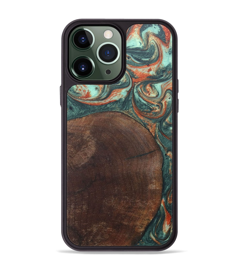 iPhone 13 Pro Max Wood+Resin Phone Case - Tyrone (Green, 686744)