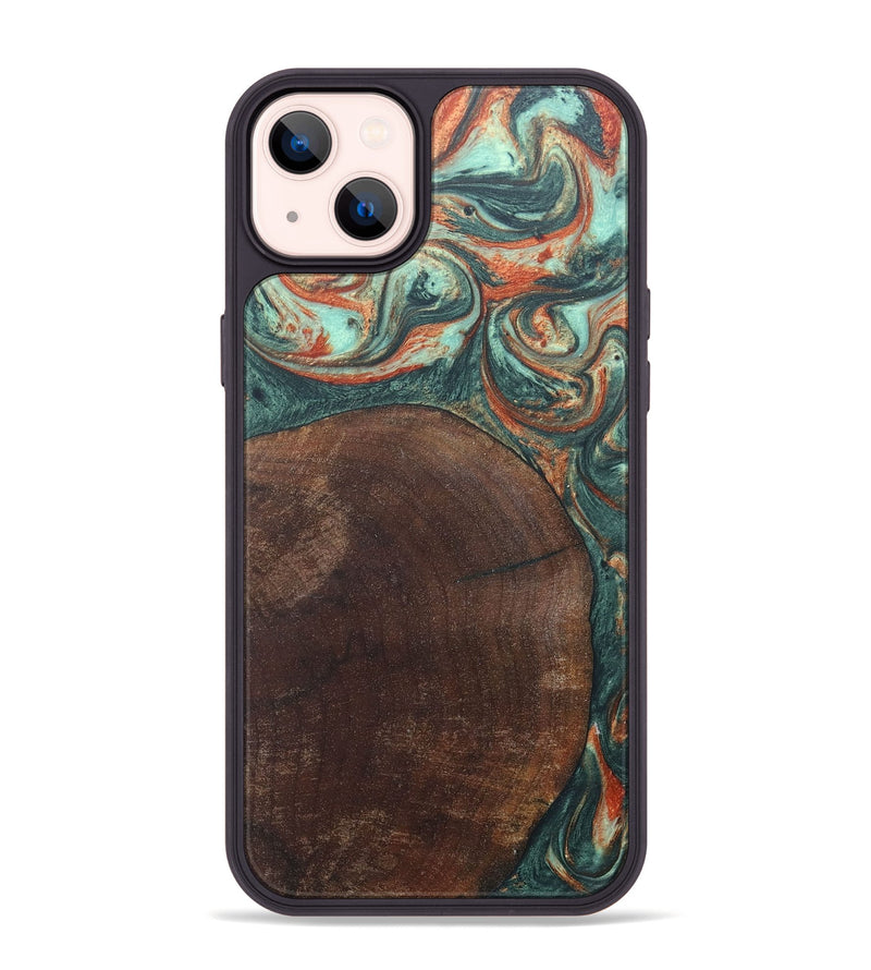 iPhone 14 Plus Wood+Resin Phone Case - Tyrone (Green, 686744)