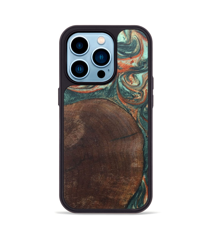iPhone 14 Pro Wood+Resin Phone Case - Tyrone (Green, 686744)