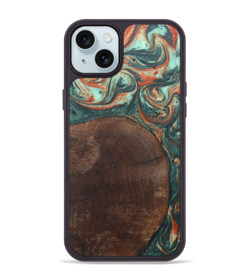 iPhone 15 Plus Wood+Resin Phone Case - Tyrone (Green, 686744)