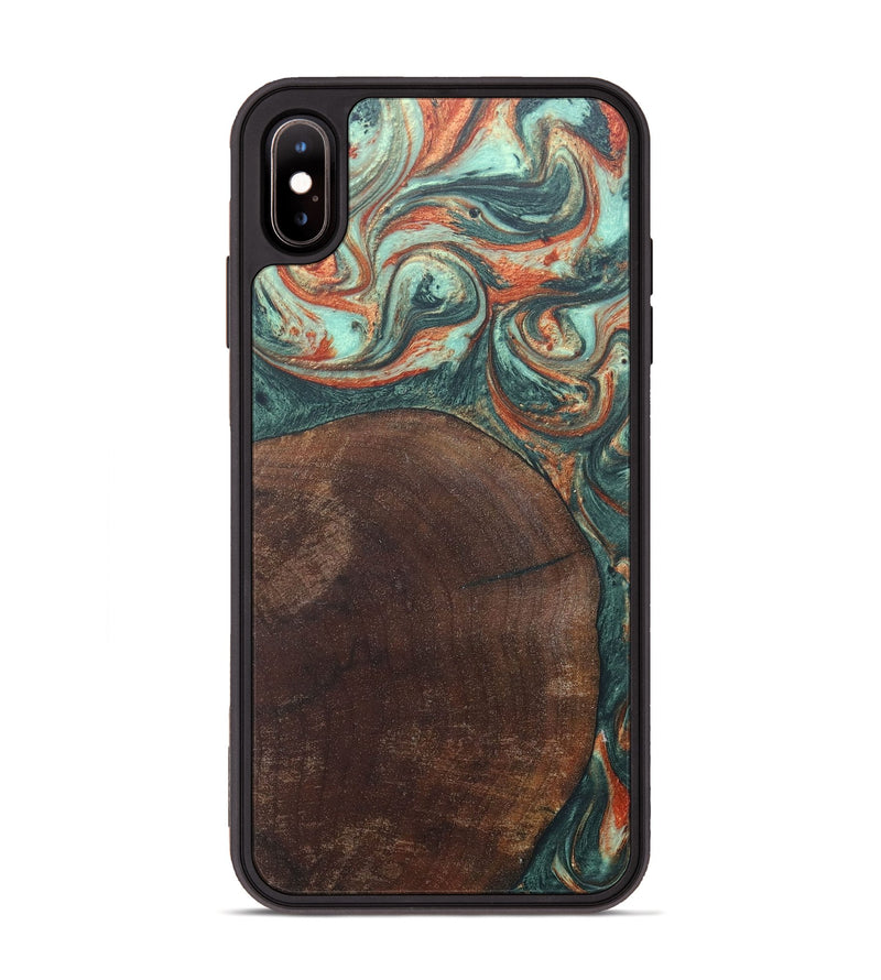 iPhone Xs Max Wood+Resin Phone Case - Tyrone (Green, 686744)