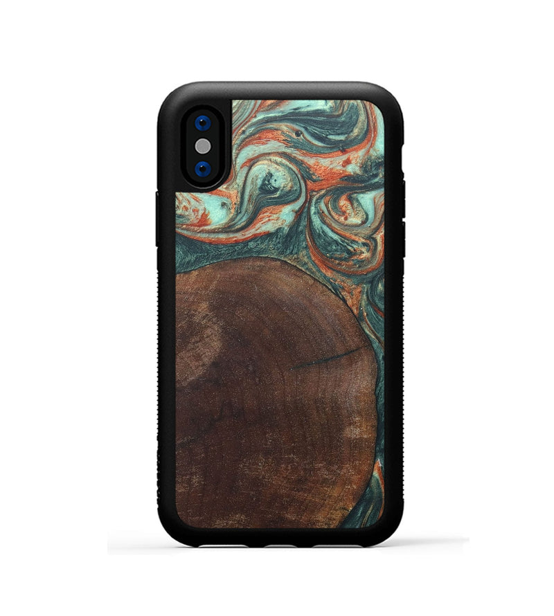 iPhone Xs Wood+Resin Phone Case - Tyrone (Green, 686744)