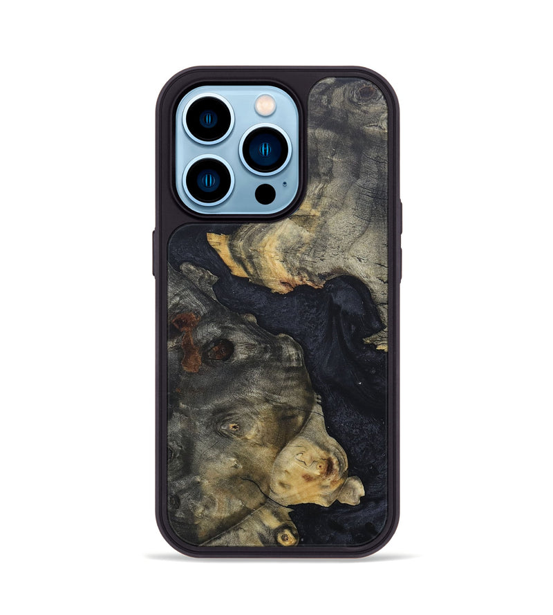 iPhone 14 Pro Wood+Resin Phone Case - Rachelle (Pure Black, 686778)