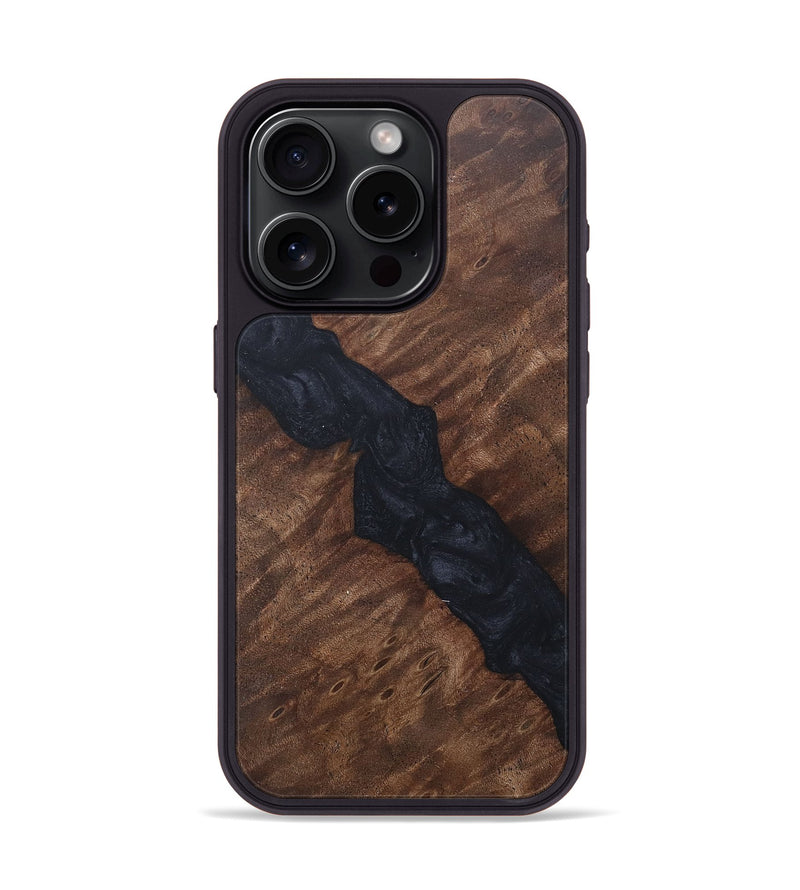 iPhone 15 Pro Wood+Resin Phone Case - Ruth (Pure Black, 686783)