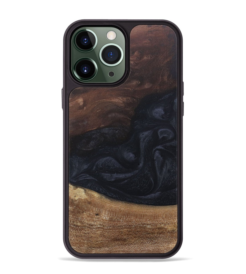 iPhone 13 Pro Max Wood+Resin Phone Case - Mike (Pure Black, 686785)