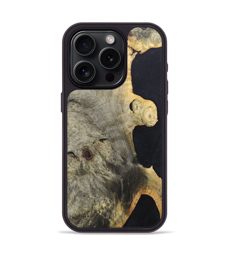 iPhone 15 Pro Wood+Resin Phone Case - Kenneth (Pure Black, 686786)