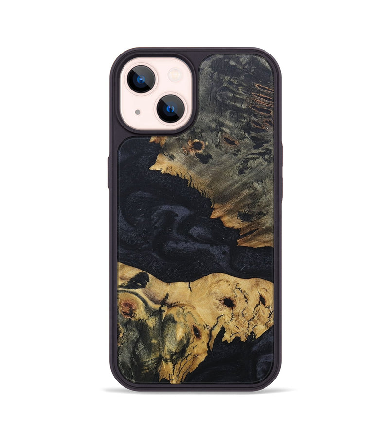 iPhone 14 Wood+Resin Phone Case - Katie (Pure Black, 686798)