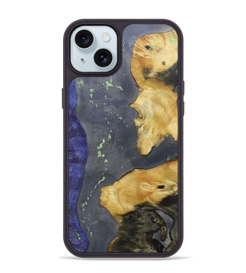 iPhone 15 Plus Wood+Resin Phone Case - Marianne (Mosaic, 686869)