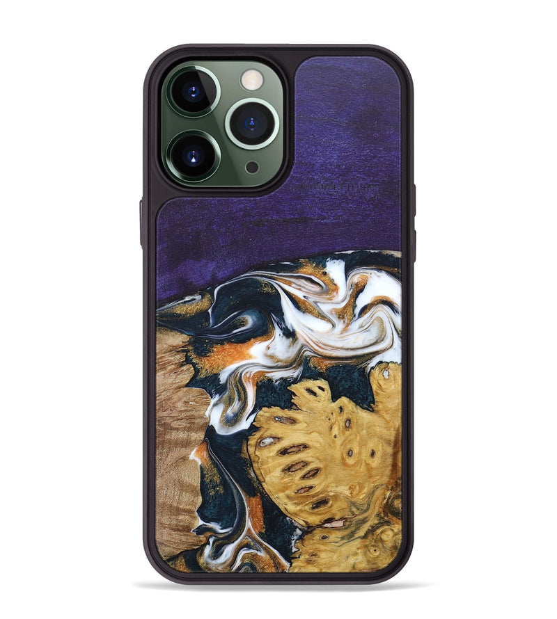 iPhone 13 Pro Max Wood+Resin Phone Case - Cora (Mosaic, 686888)