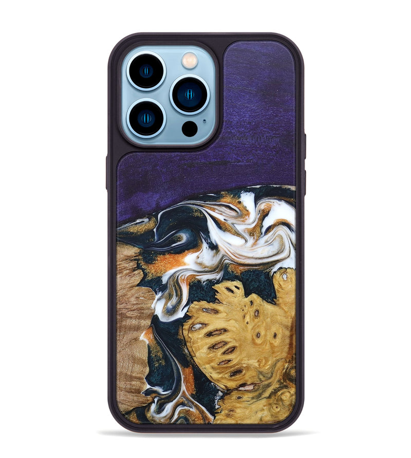 iPhone 14 Pro Max Wood+Resin Phone Case - Cora (Mosaic, 686888)