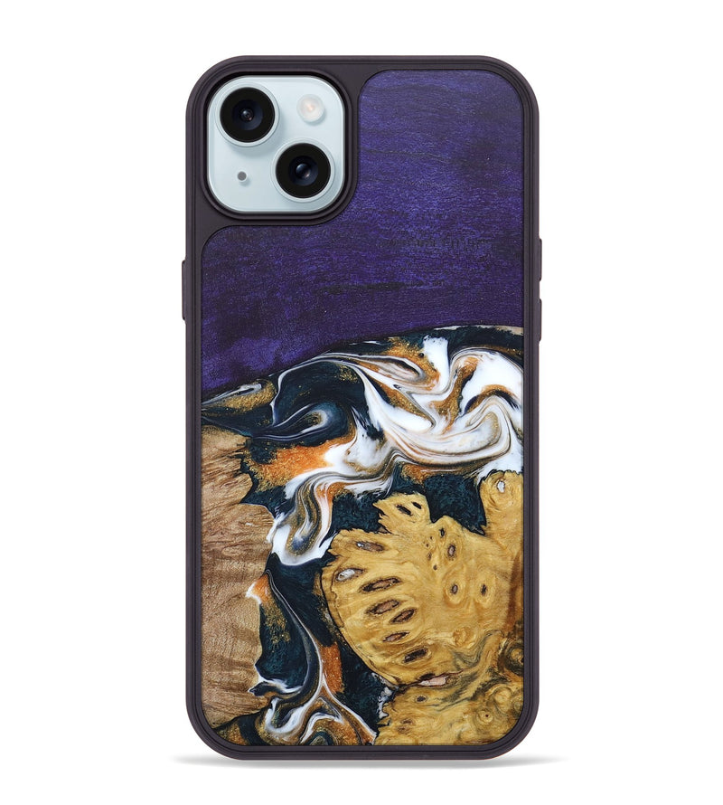 iPhone 15 Plus Wood+Resin Phone Case - Cora (Mosaic, 686888)