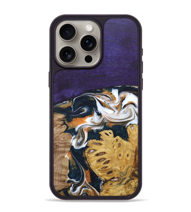 iPhone 15 Pro Max Wood+Resin Phone Case - Cora (Mosaic, 686888)
