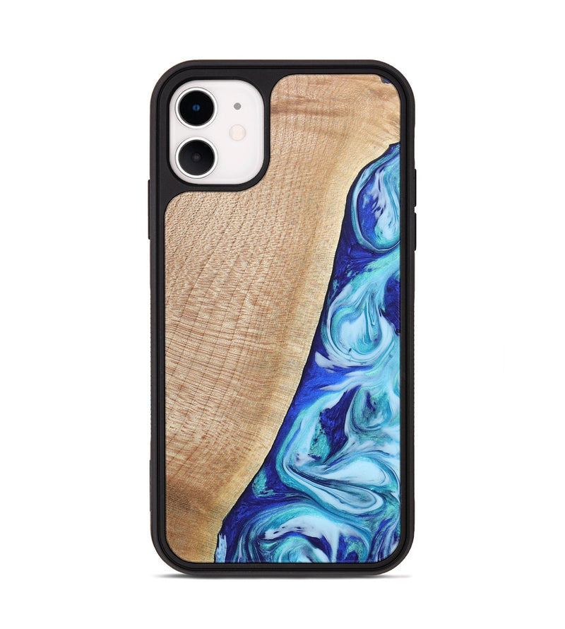 iPhone 11 Wood+Resin Phone Case - Haley (Blue, 686965)