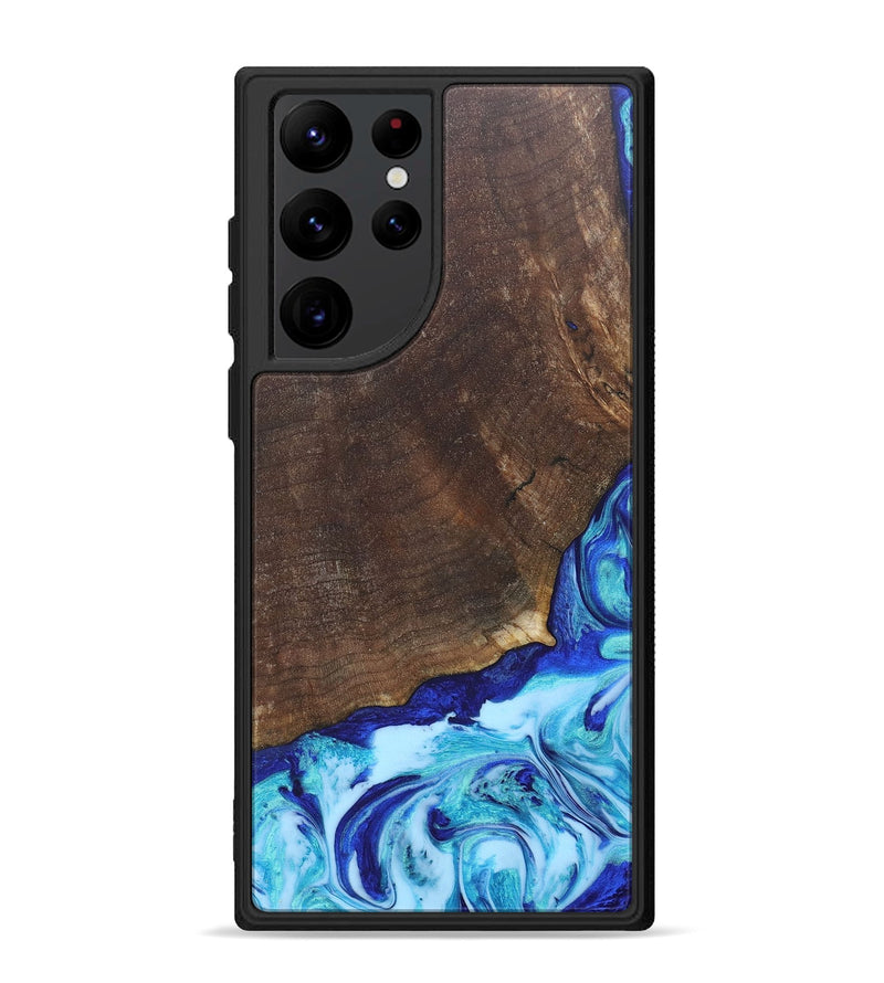 Galaxy S22 Ultra Wood+Resin Phone Case - Haylee (Blue, 686967)