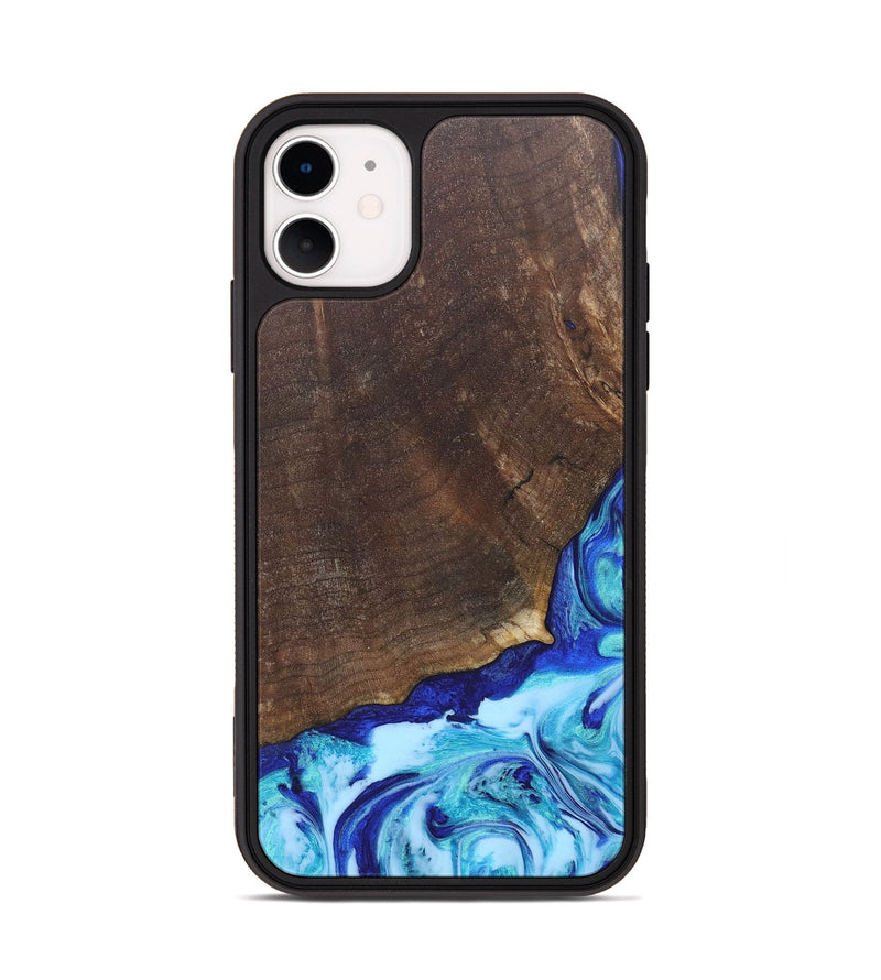 iPhone 11 Wood+Resin Phone Case - Haylee (Blue, 686967)