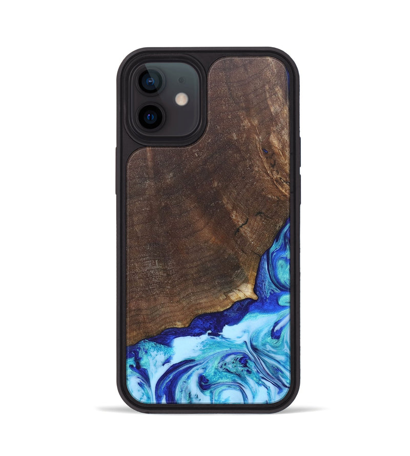 iPhone 12 Wood+Resin Phone Case - Haylee (Blue, 686967)