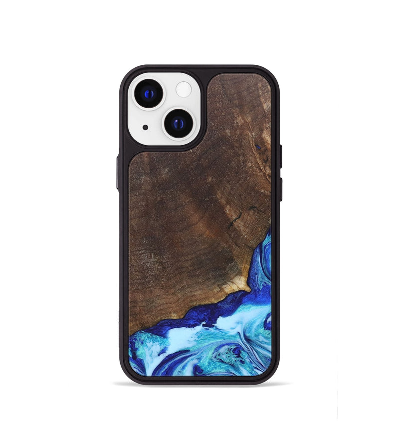 iPhone 13 mini Wood+Resin Phone Case - Haylee (Blue, 686967)
