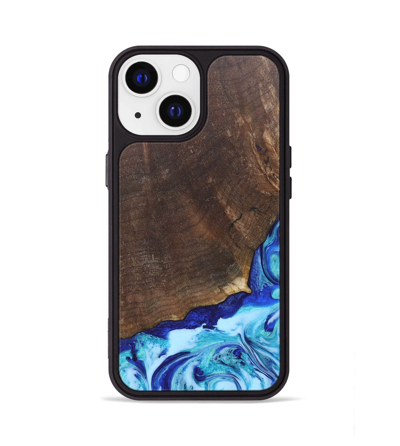 iPhone 13 Wood+Resin Phone Case - Haylee (Blue, 686967)